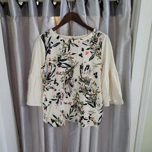 Van Heusen - 3/4 Sleeve Bell-sleeved Floral Blouse - Size S NWOT
